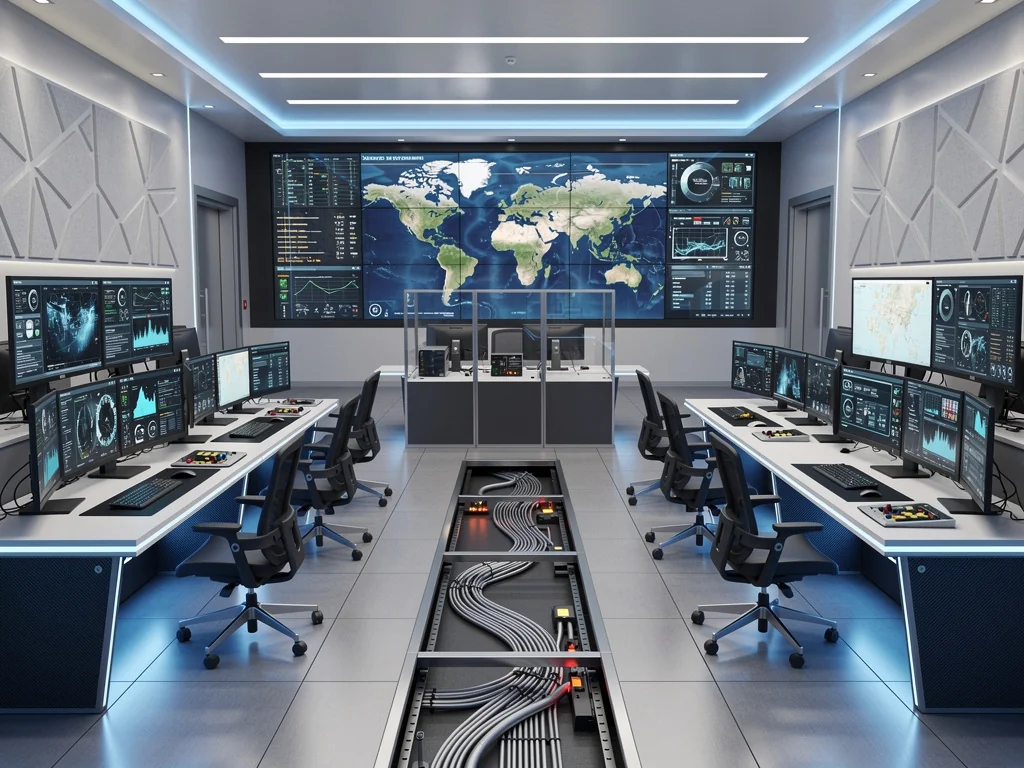 Control room with raised access flooring