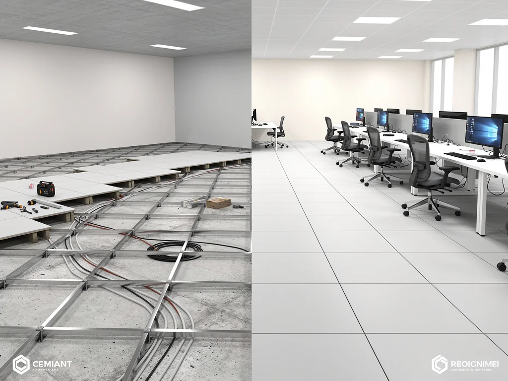 Raised access flooring installation in Fort Worth