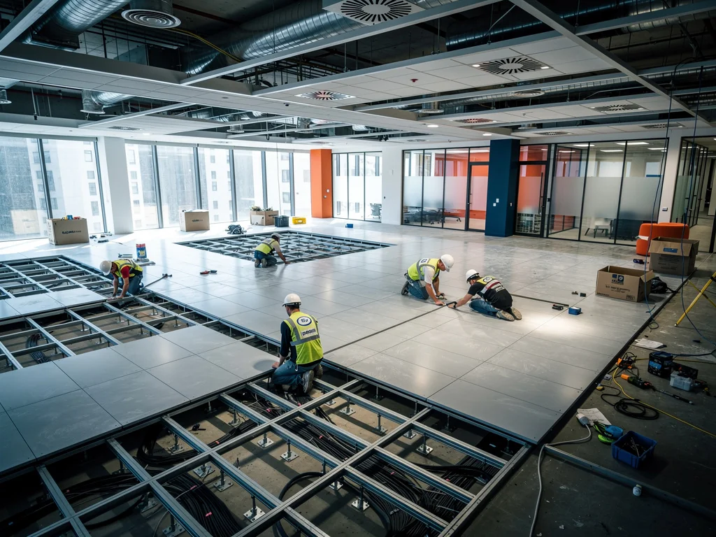 Raised access flooring installation in Frisco