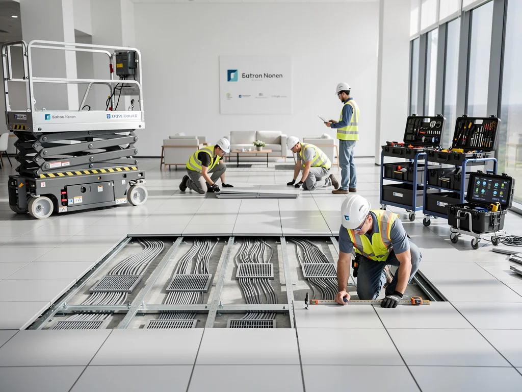 Raised access flooring installation in Garland