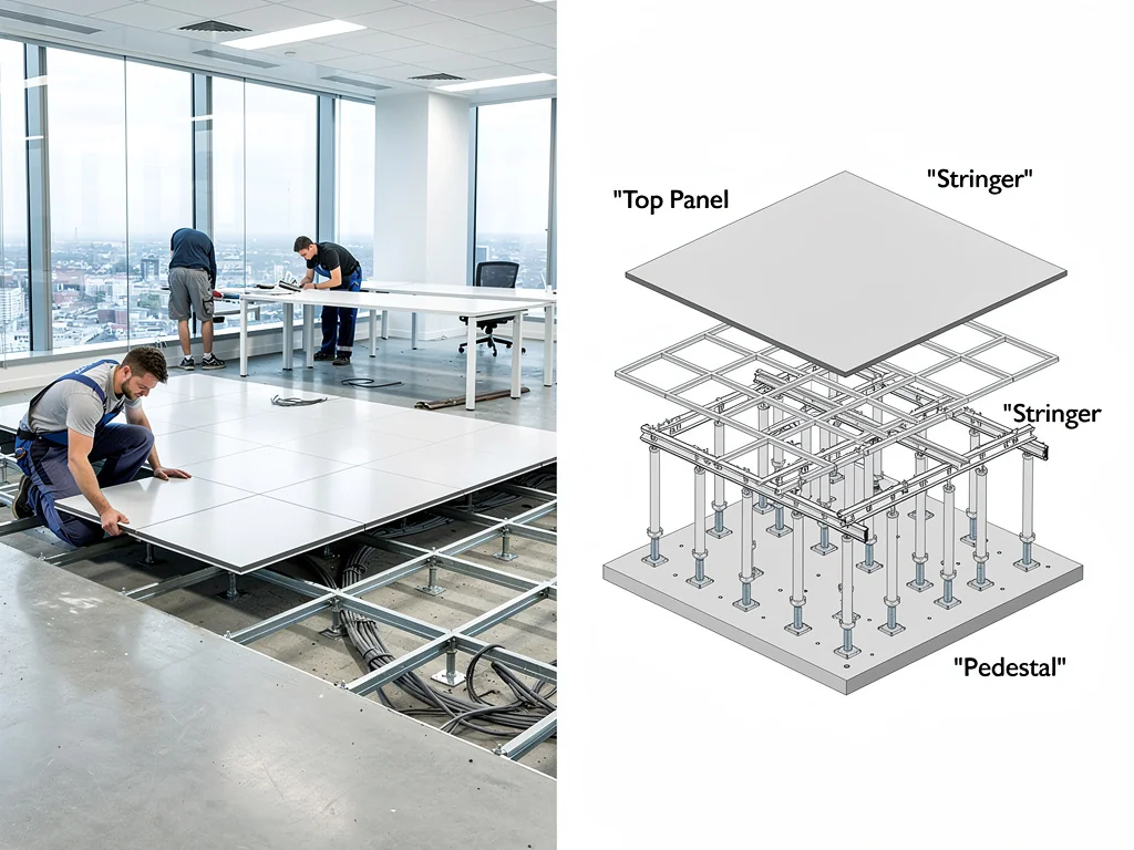 Raised access flooring system installation in Dallas