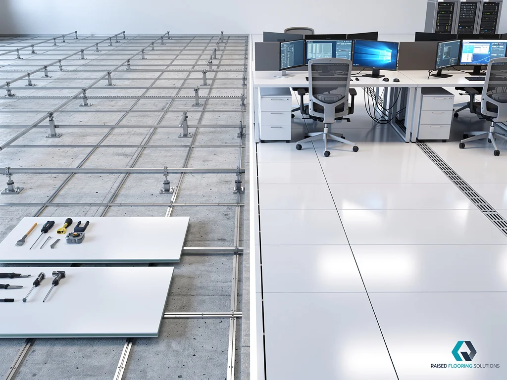Raised access flooring installation in Richardson