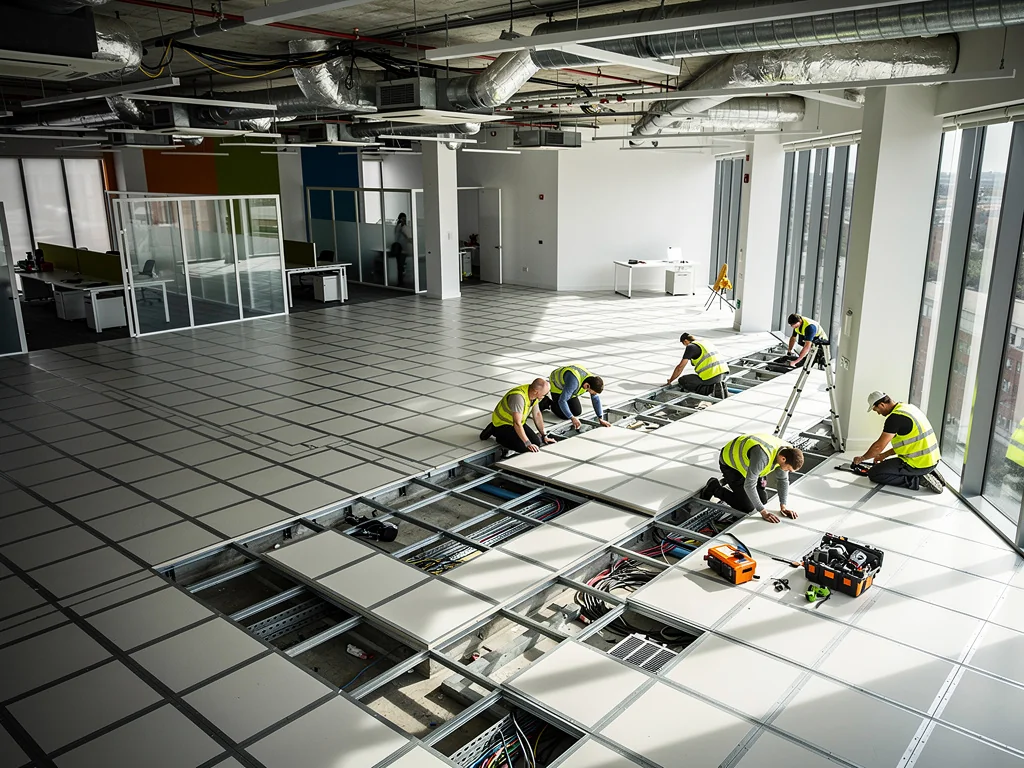 Raised access flooring installation in Tyler