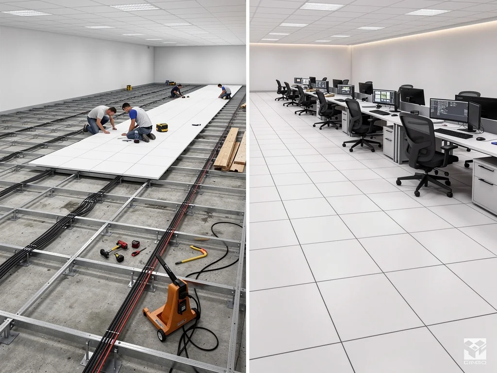 Raised access flooring installation in Waco